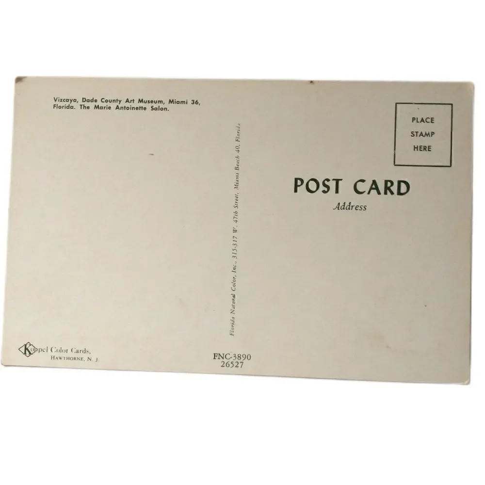 Vizcaya Postcard Dade County Art Museum Miami Florida Marie Antoinette Salon 70s